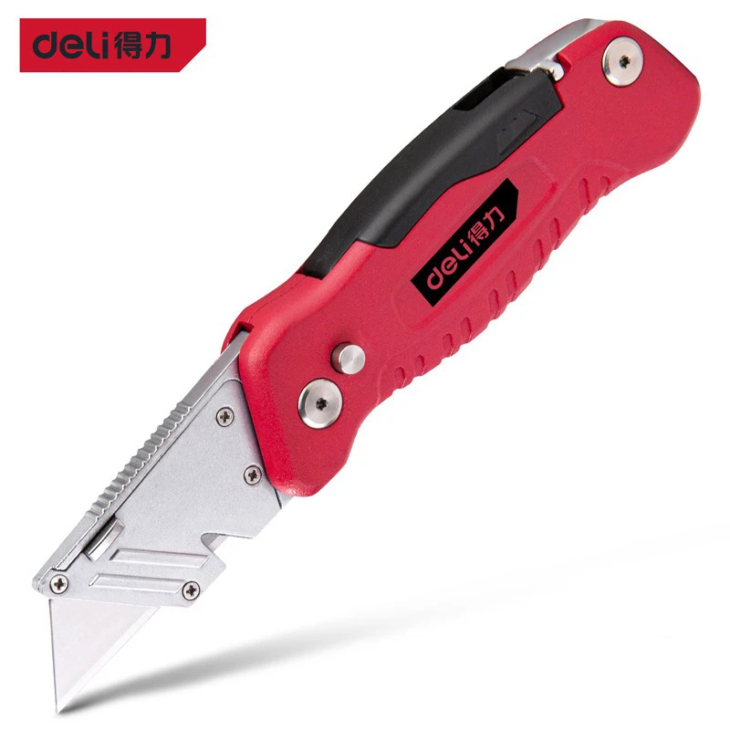 Deli Multifunctional Folding Pocket Knife T-shaped Box Opening Wallpaper Heavy Duty Knife Tool Cutting Folding Screwdriver Head