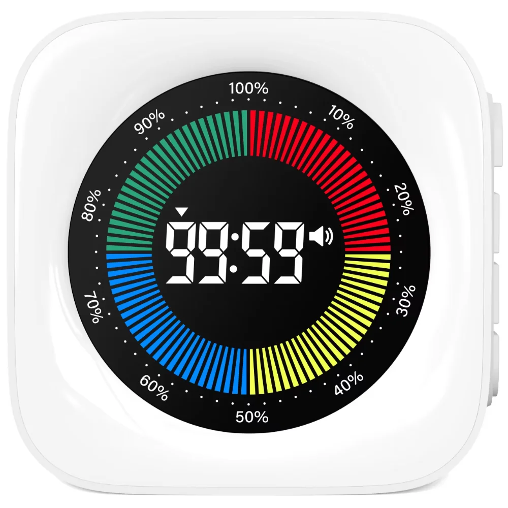 Kids Visual Digital Timer Countdown Countup Stopwatch Level 2 Dimming Adjustable Volume Desk Timer for Office Classroom Work