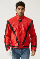 Kostiumy koncertowe, kostiumy do odgrywania ról, czerwono-czarne kurtki skórzane, modne rękawiczki prezentowe