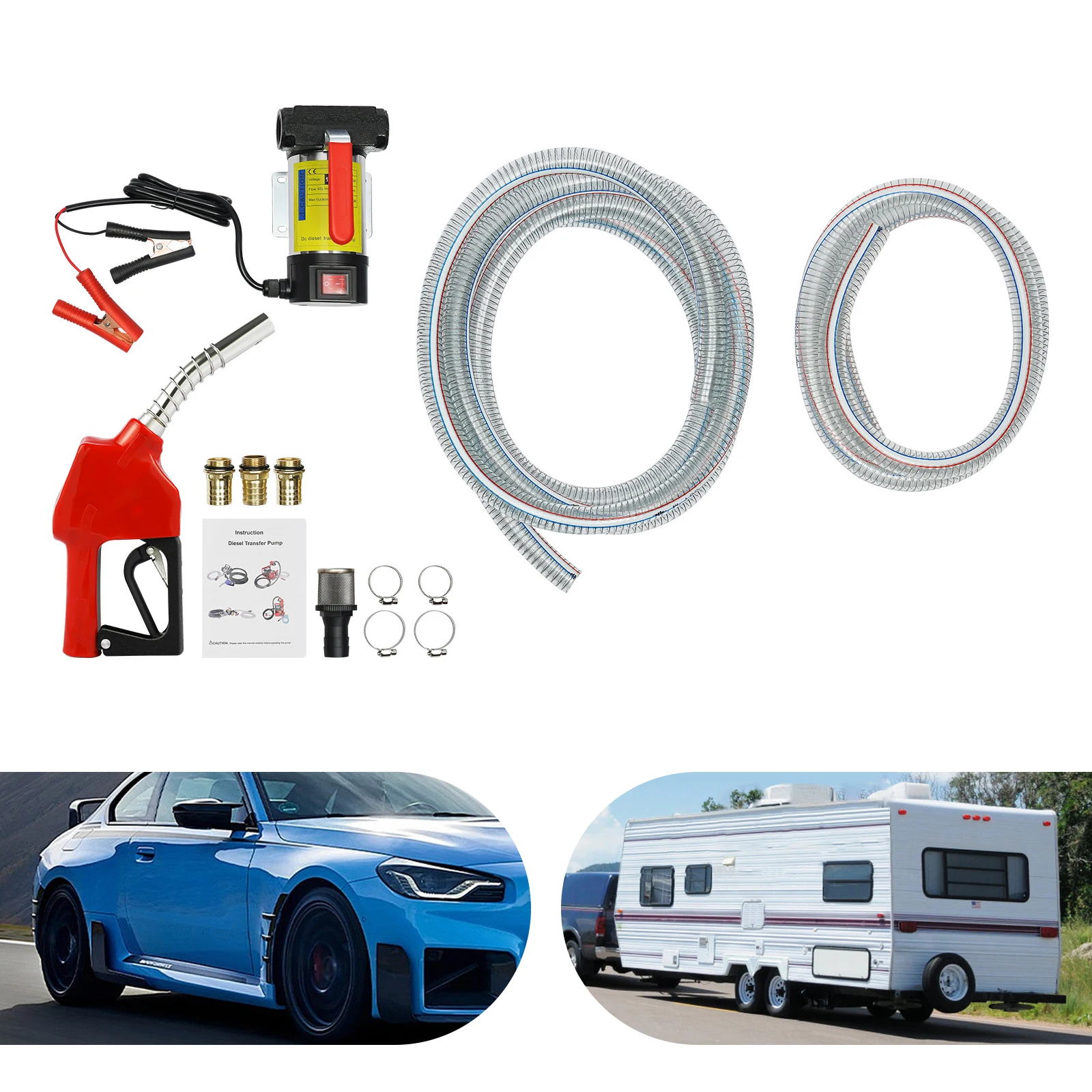 مضخة نقل الديزل ذات معدل التدفق العالي، 12 فولت/230 فولت 45/50/60 لتر/دقيقة مضخة زيت وقود الديزل، مجموعة مضخة زيت كهربائية ذاتية التحضير قابلة للتعديل #4