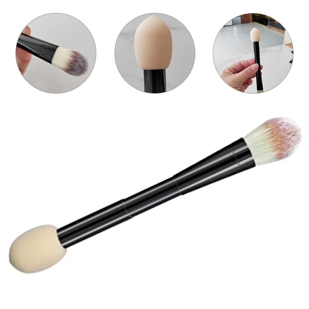 

Dual Ended Makeup Brush Professional Tool Foundation Blush Concealer Powder Sturdy Handle Easy Carry Travel