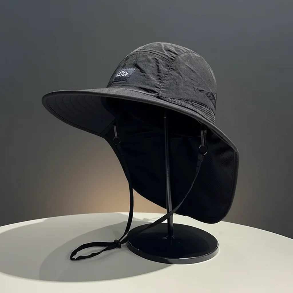 Camping Outdoor Quick Drying Sun Neck Protection Cap Hat - 넓은 챙이 있는 버킷햇, 목 플랩
