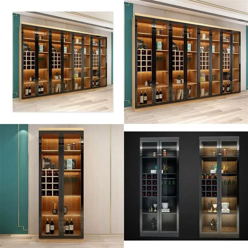 Living Room Dining Room Home Modern Lights Luxury Simple High-end Wall Multifunctional Side Cabinet Glass Wine Cabinet