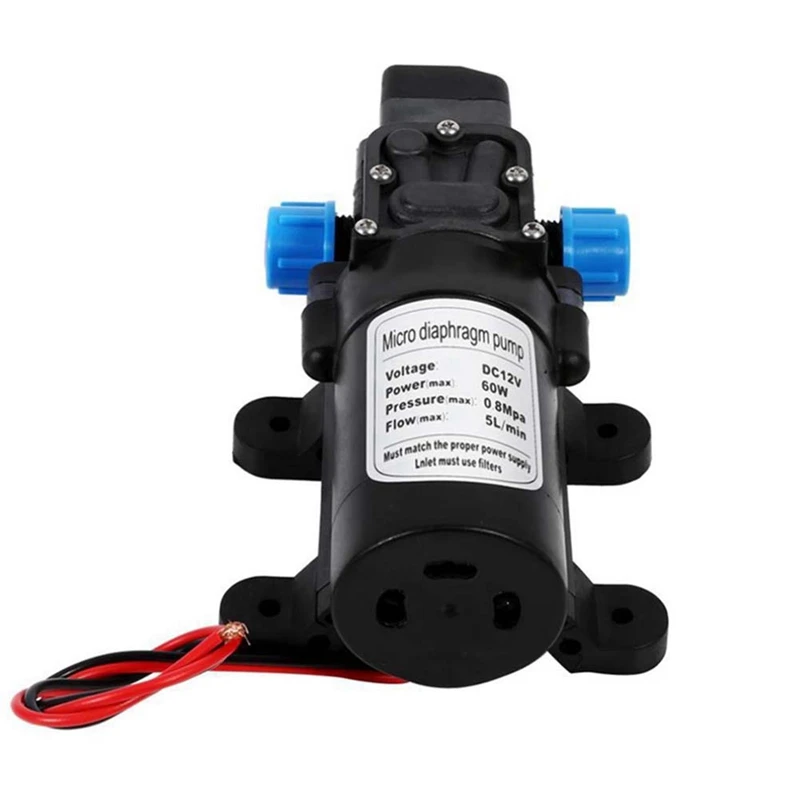 DC 12V 60W 120PSI 5L/MIN Agricultural Electric Water Pump Black Mini High Pressure Diaphragm Water Sprayer Car Wash