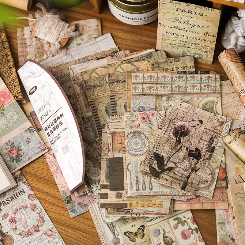 JIANQI 100 pcs/pack Past Stories Material Paper Aestheti Scrapbooking Journaling Vintage Stationery Aesthetic Plants Manuscript image 3