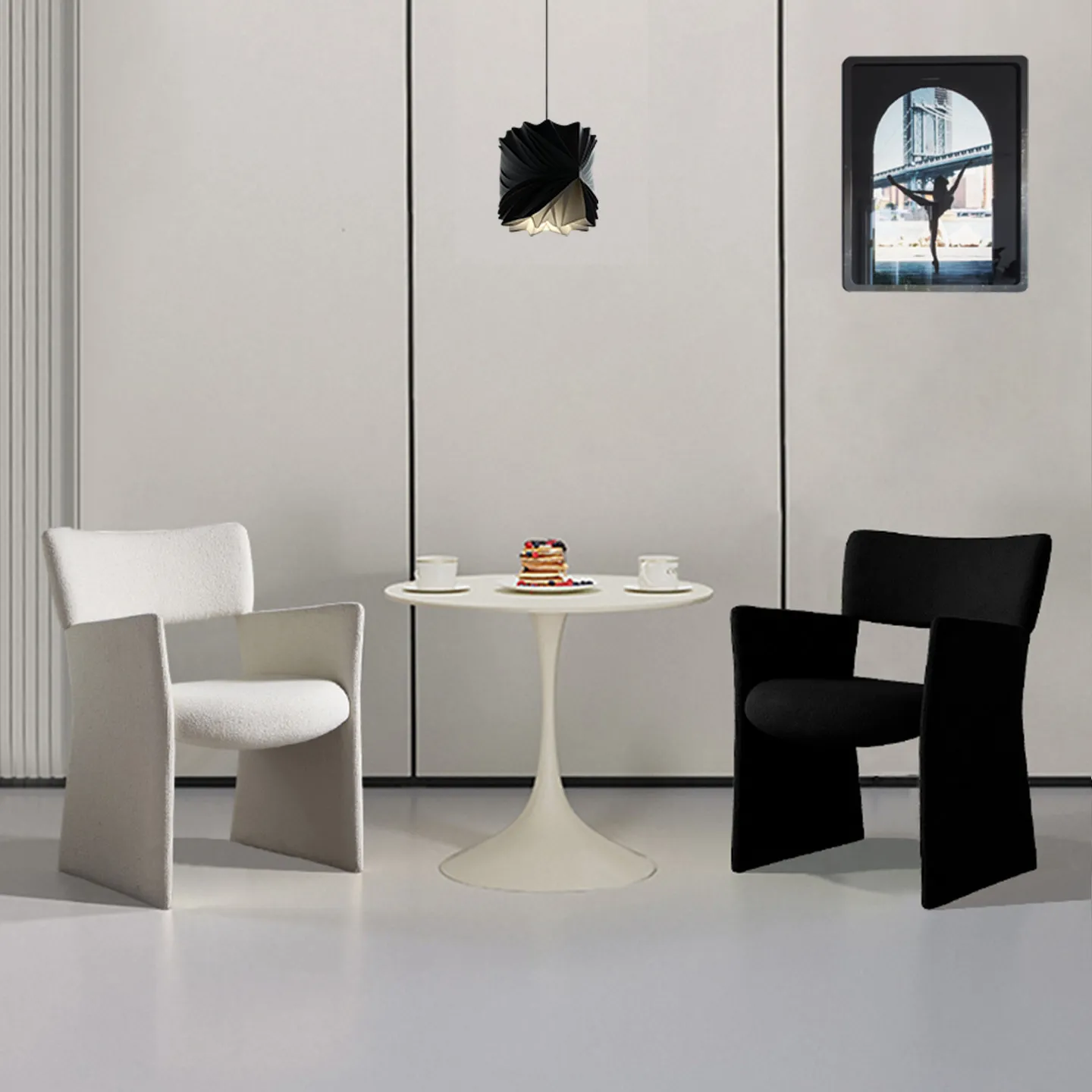 &Italian Minimalist Light Luxury Eco-Friendly Crown Chair Wood Frame High-Density Rebound Foam Bedroom Beauty Salon Hotel Club