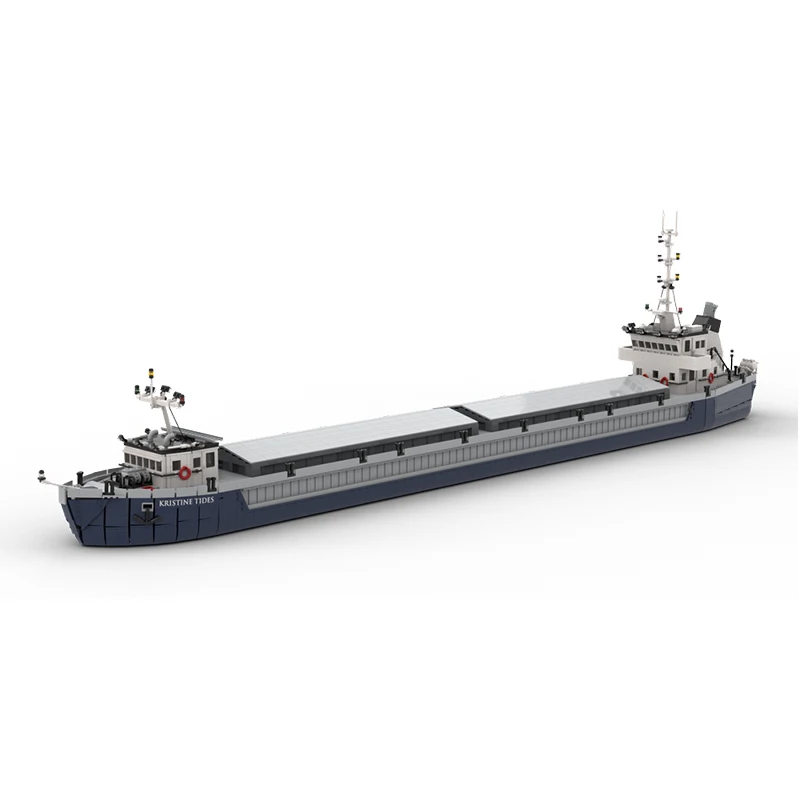 Transportboot Model MOC Bouwstenen Modulair Droog Bulk Barge Modulaire Technologie Geschenken Vakantie Monteer Kinderspeelgoed Pak