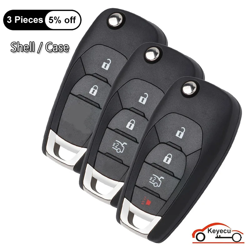 KEYECU 2 3 4 Buttons Case for Chevrolet Cruze Cross Aveo Malibu Onix Cobalt Captiva Spark Auto Flip Remote Key Shell Cover Fob