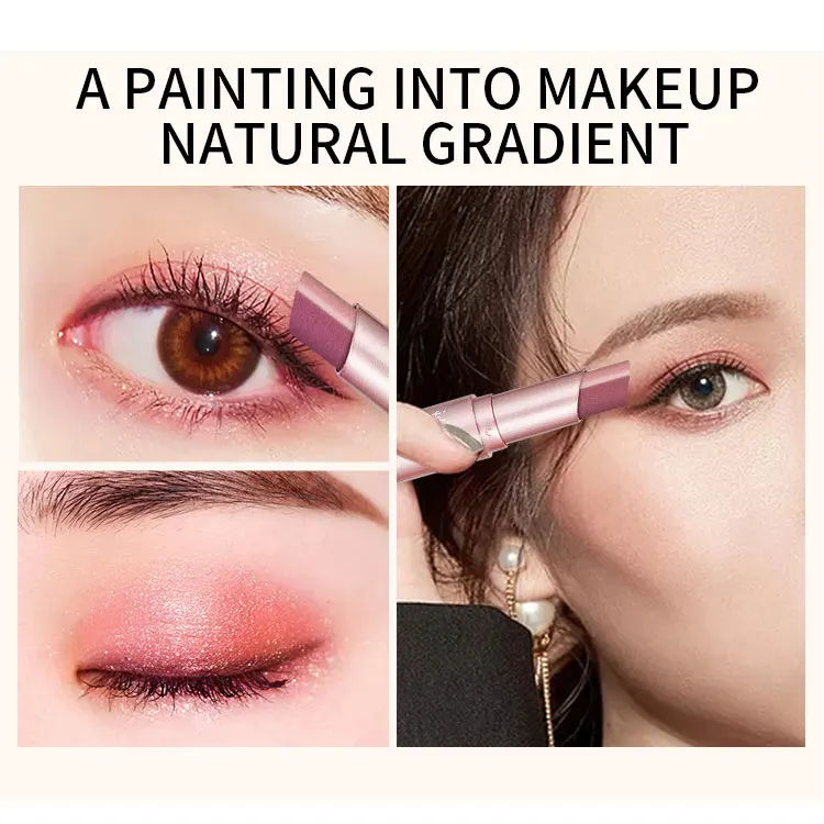 Smudge-Proof Shimmery Nude Eyeshadow Stick - Quick Application with Two Shades