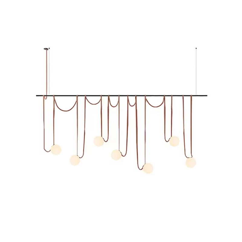 

LED Artistic Home Decor Textile Belt White Glass Bubble Lustre Chandelier Lumunaire Indoor Lighting Lamp For Dinning Room