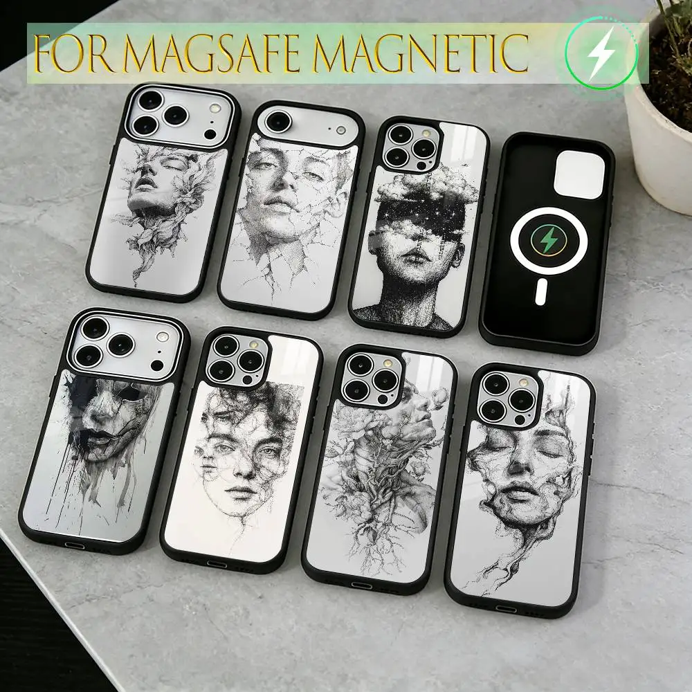 

Art Painting Phone Case For iPhone17,16,15,14,13,12,11 Plus,Pro Magnetic with Magsafe Wireless Charging