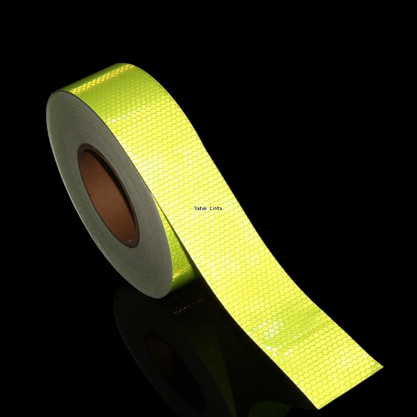 Fluorescent Yellow Reflective Car Safety Warning Stickers 5CM*50M Waterproof  Adhesive Strip Conspicuity Trailer Reflectors Tape