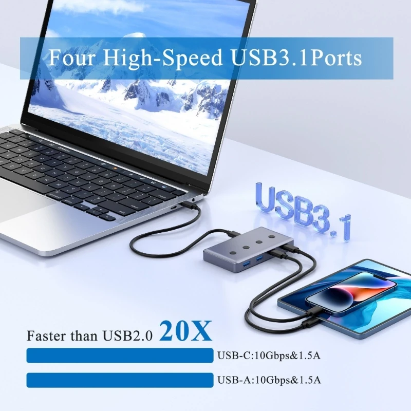 Highly Speed USB Hub USB Splitter USB Expander for Multiple Device Aluminum Body