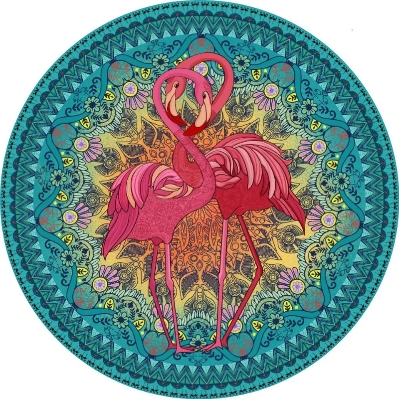 

69*69cm Round Paper Jigsaw Puzzle 1000PCS Flamingo Couple Adult Stress Relief Children Educational Entertainment Christmas Gift