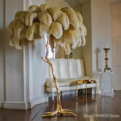 Modern Ostrich Hair LED Floor Lamps Hotel Living Room Led Ostrich Hair Floor Light Standing Lamp Lampadaire De Salon Lighting