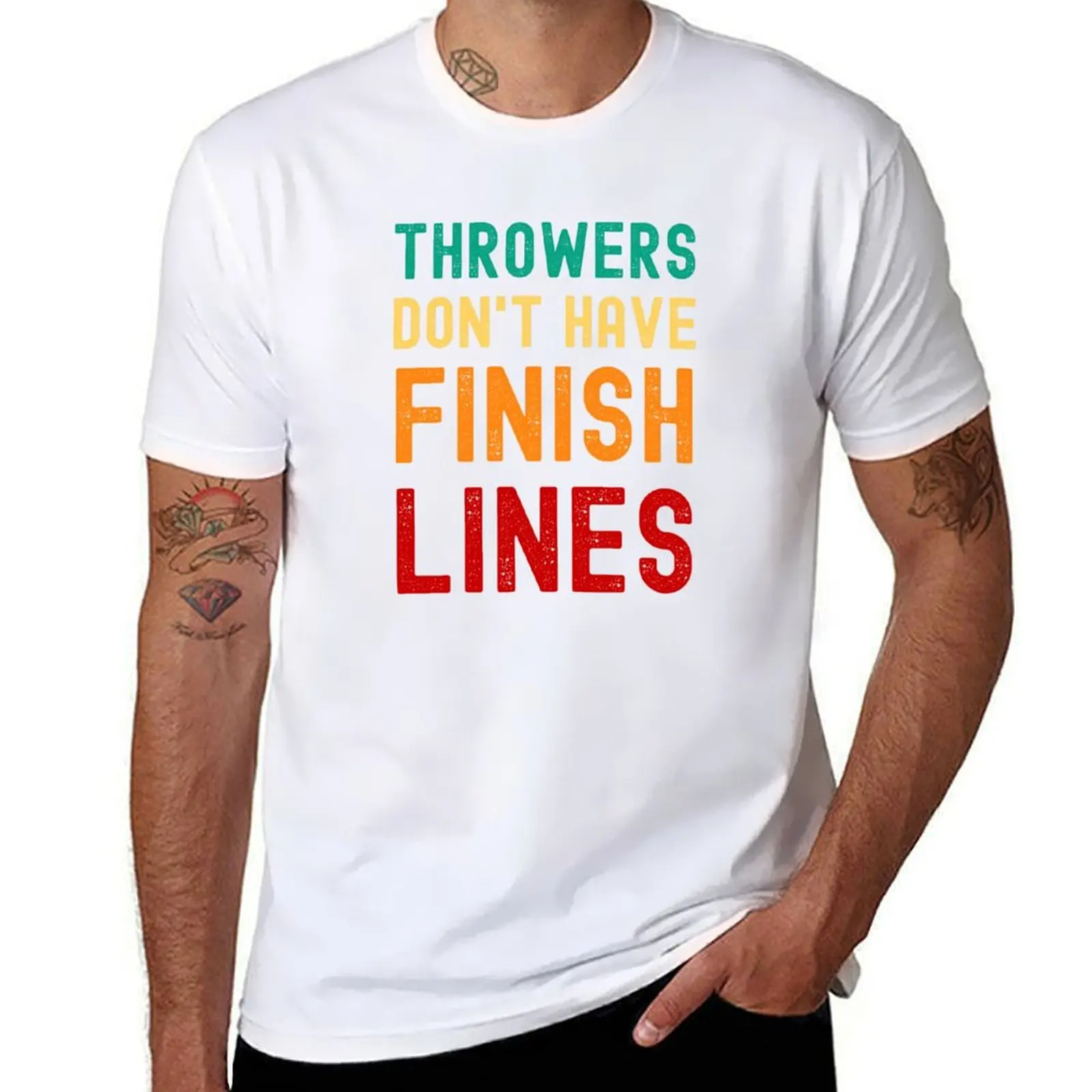 

THROWERS DON'T HAVE FINISH LINES SHOT PUT, DISCUS AND JAVELIN THROWERS T-Shirt t shirt man luxury T-Shirt