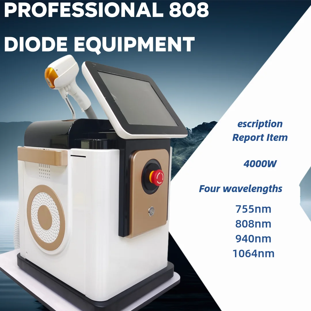 4000 واط التيتانيوم ديود مزيل الشعر بالليزر 4 أطوال موجية 755 808 940 1064nm دائم غير مؤلم المحمولة لصالون المنزل