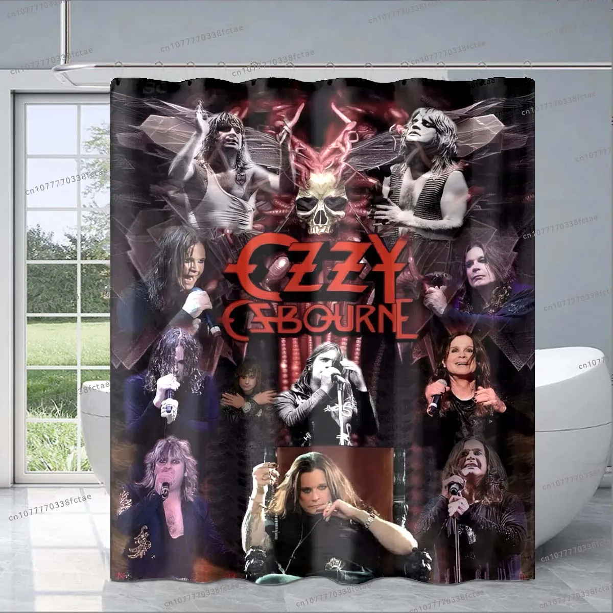 Ozzy Osbourne Retro Shower Curtain Heavy Metal Rock Singer Collage Pattern Shower Curtain Bathroom Decoration Shower Curtain