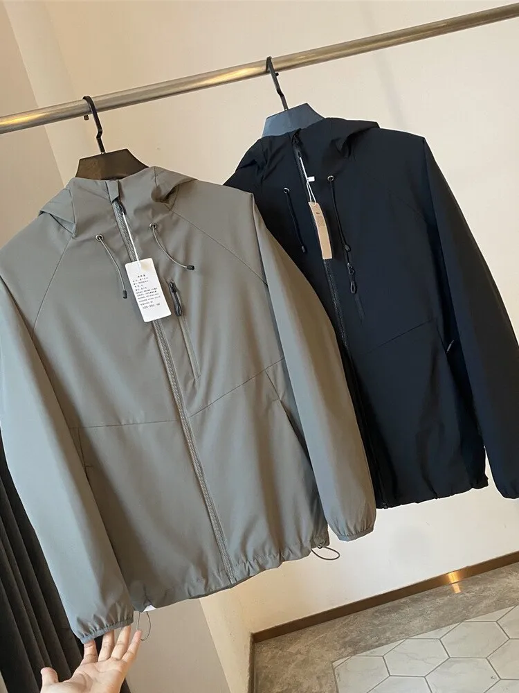 

Outdoor Lightweight Windproof Anti-tear Hooded Jaet Casual Leisure Men's Stand Fit Nylon Autumn Sportswear Coat