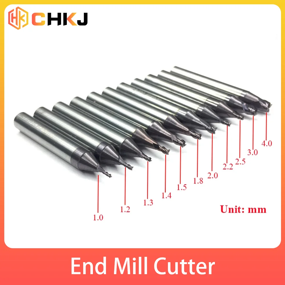 CHKJ 3 Flutes Tungsten Steel End Mill Cutter For WENXING DEFU MODEN All Vertical Key Cutting Machine Cemented Carbide 1.0-4.0mm