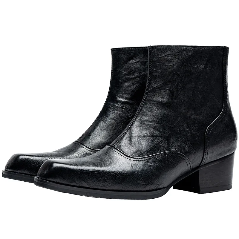 5 Cm Height Mens Genuine Leather Ankle Boots Luxury Handmade Quality Comfortable 2026 Autumn Winter Warm Short Social Shoes Man