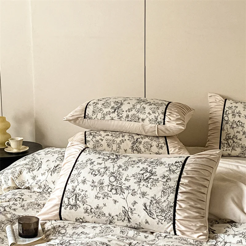 طقم سرير ناعم غطاء لحاف على طراز الأميرة مع ملاءة سرير المخدة المفارش المفرش سادات مجموعات المعزي #6