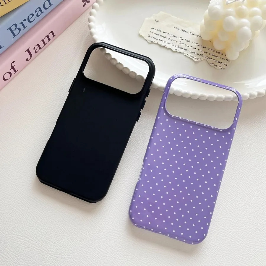 Fashionable Blue Polka Dot Pattern Soft TPU and Hard Back Shockproof Phone Case for iPhone 17 Pro 6.3 inch Aesthetic Design Ide