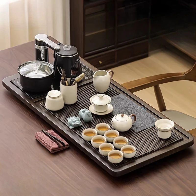 Nordic Chinese Tea Tray Drainage Drip Serving Ceremony Luxury Tea Tray Rectangle Hospitality Bandeja Madera Home Decorationgs 2