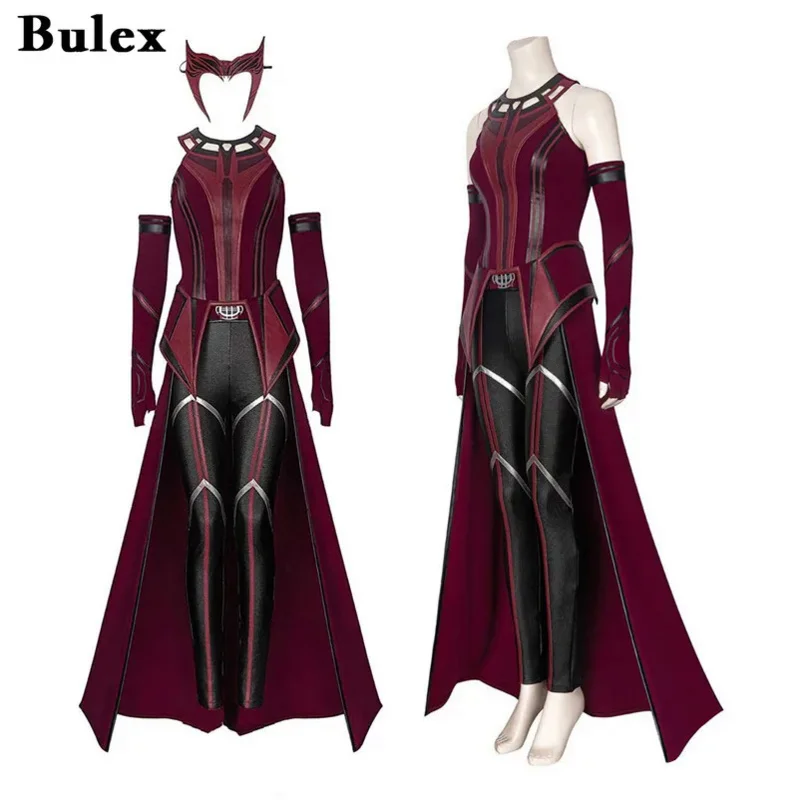 

Bulex Wanda Maximoff Django Maximoff Cosplay OutFit Red Cloak Halloween Cosplay Women OutFit Full Set High Quality