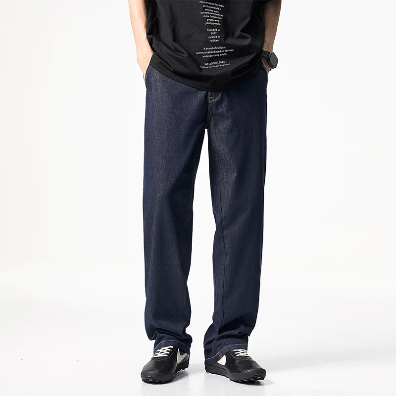 

clanfit stretch straight version ultra thin summer/Spring silk silk mint fibre ultra thin primary denim