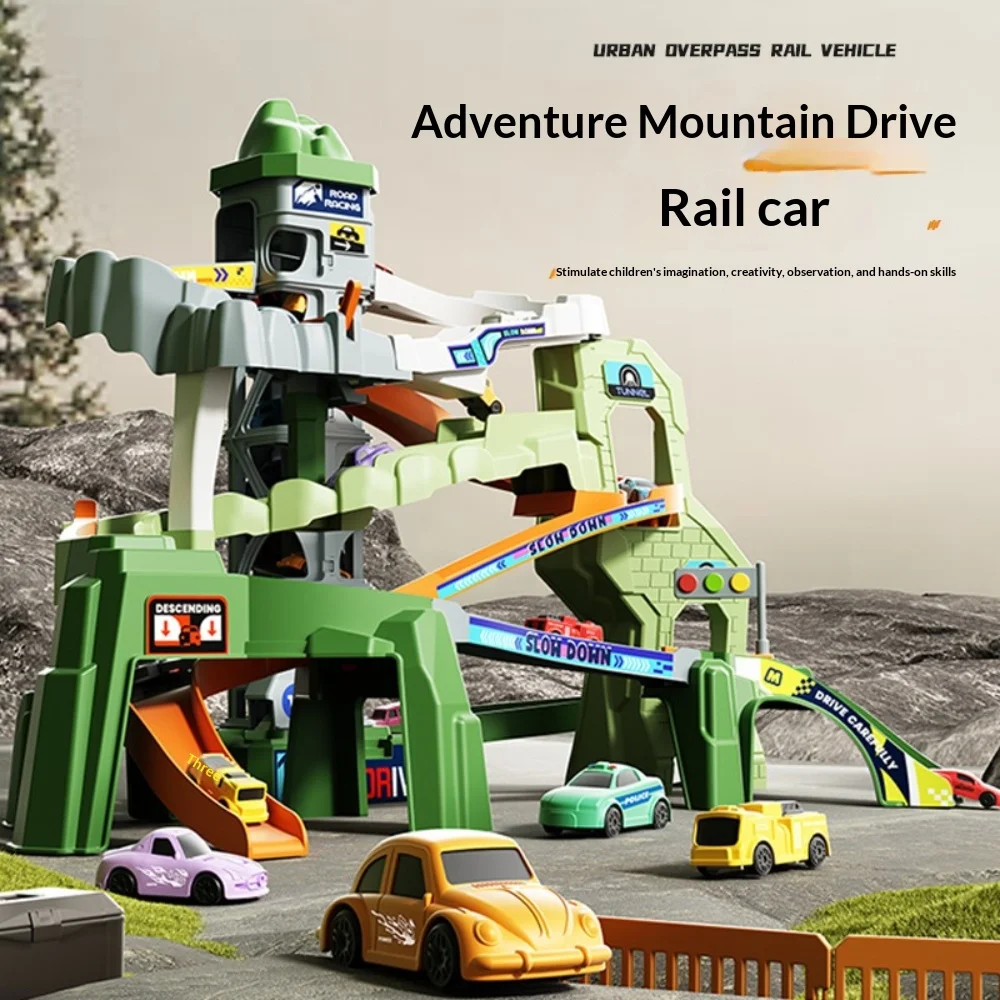 Two Way Circular Mountain Road Adventure Track Toy Obstacle Course Racing Car Vehicle Playset Ideal Birthday Gift