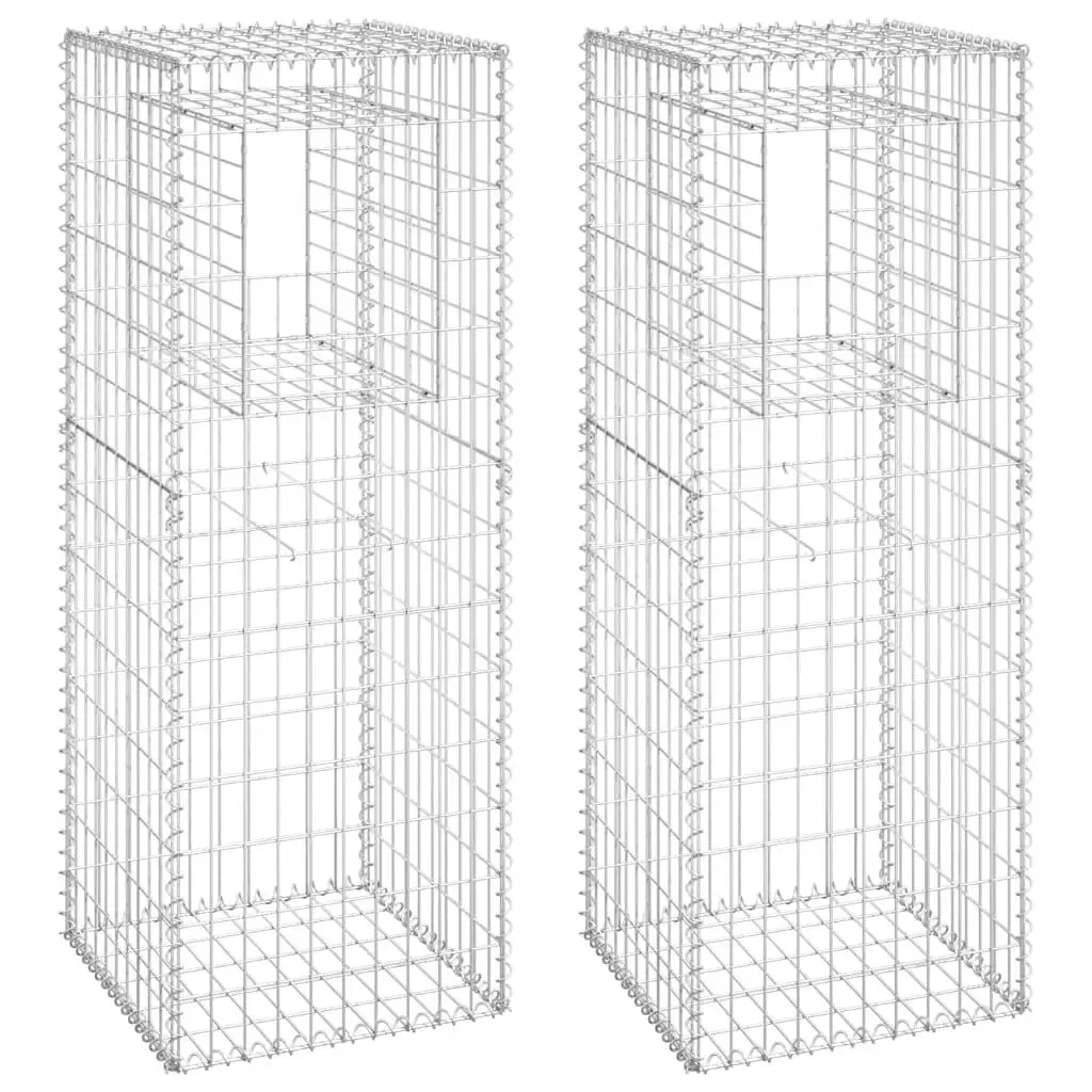 2-Pack Gabion Basket Posts 19.7x19.7x55.1 cm Durable Iron Support Frames