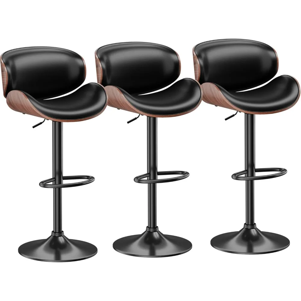 

Регулируемые поворотные барные стулья, современный барный стул середины века из искусственной кожи, кухонный островной барный стул со спинкой