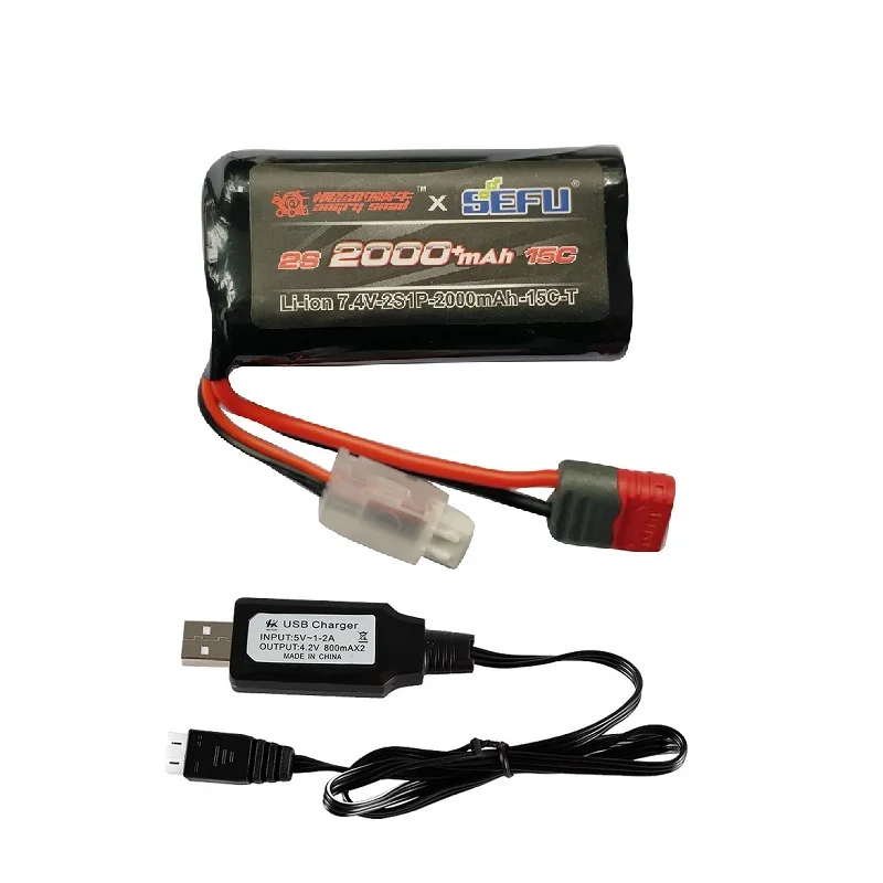 Akumulator litowo-jonowy 2S 7,4 V 2000 mAh / ulepszony akumulator Lipo 3S 11,1 V 3200 mAh / USB Do części samochodowych MJX Hyper Go14301 14302 1/14