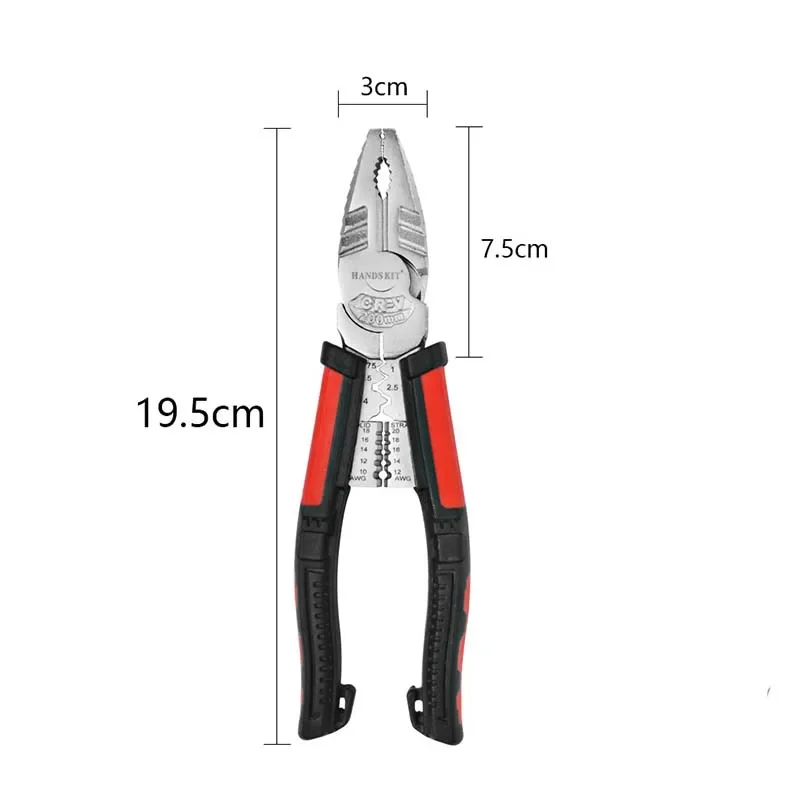 8 Inch 7-in-1 Multi-function Spring Pliers Steel Wire Sharp-nosed Pliers Electrician Stripping Cable Pliers