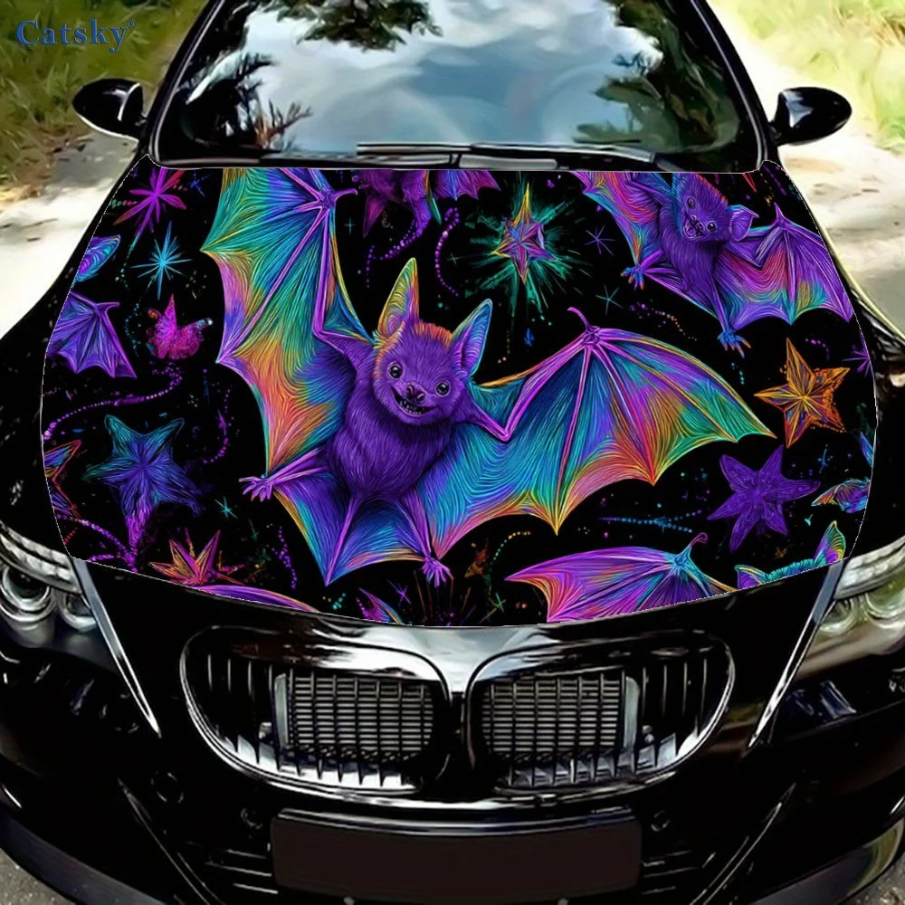 

Neon Colorful Bat print,car hood stickers,PVC waterproof Self adhesive car hood sticker,car hood decoration protection stickers,