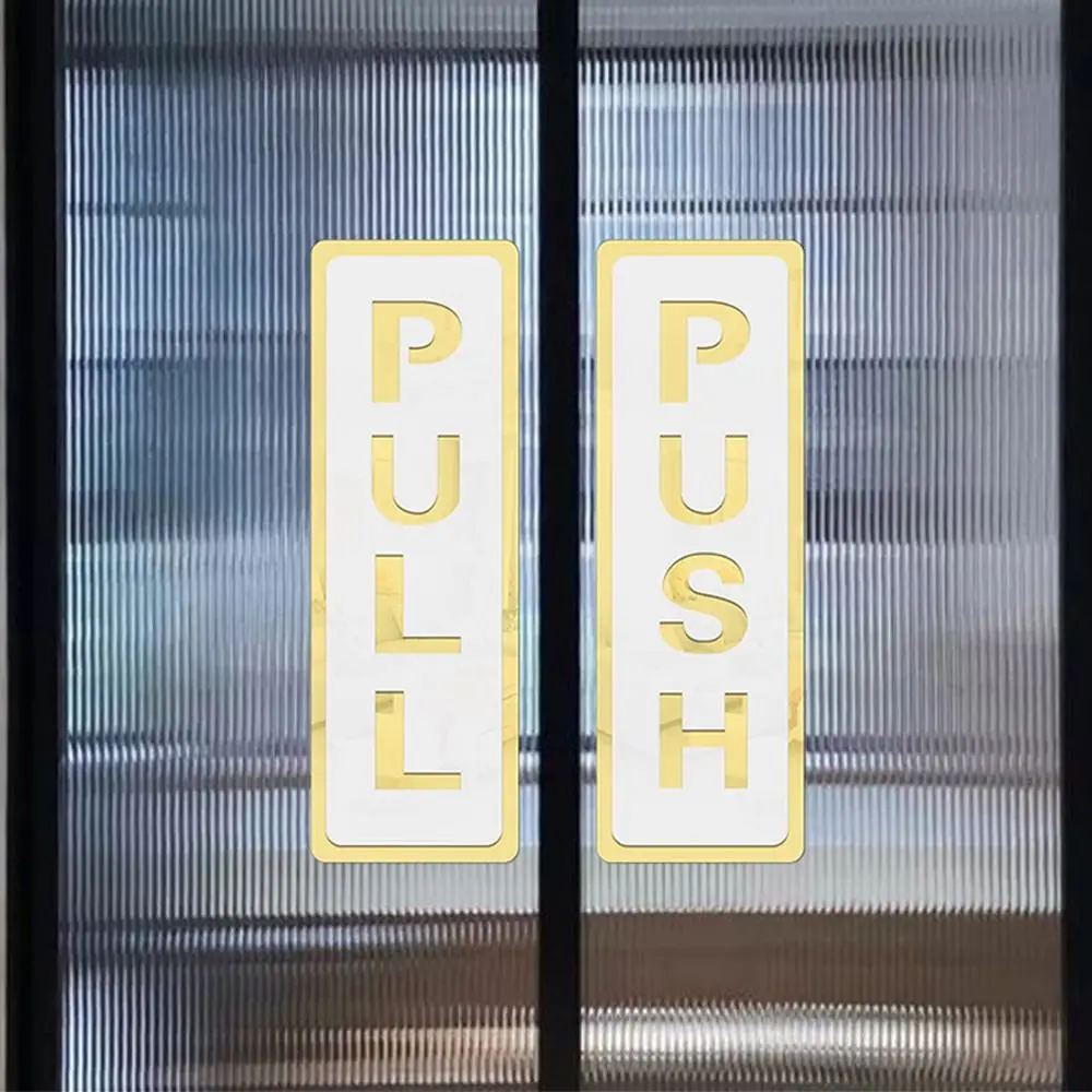 Acrylic Push Pull Sign Sticker 3D Push & Pull Window Door Sticker Door Sign Self-adhesive Sliding Door Sticker Sliding Door