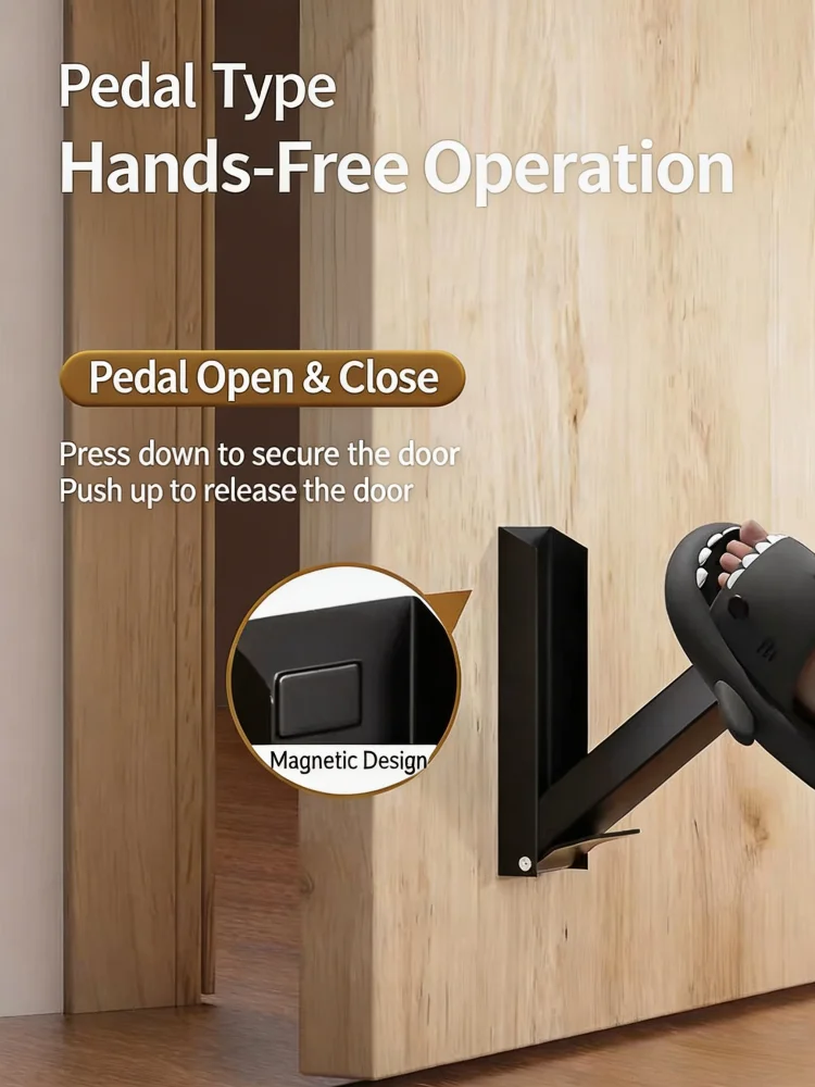Punch‑Free Security Door Stopper Anti‑Collision Wind‑Resistant Door Wedge Non‑Slip Door Block Home Door Holder Safety Door Gad