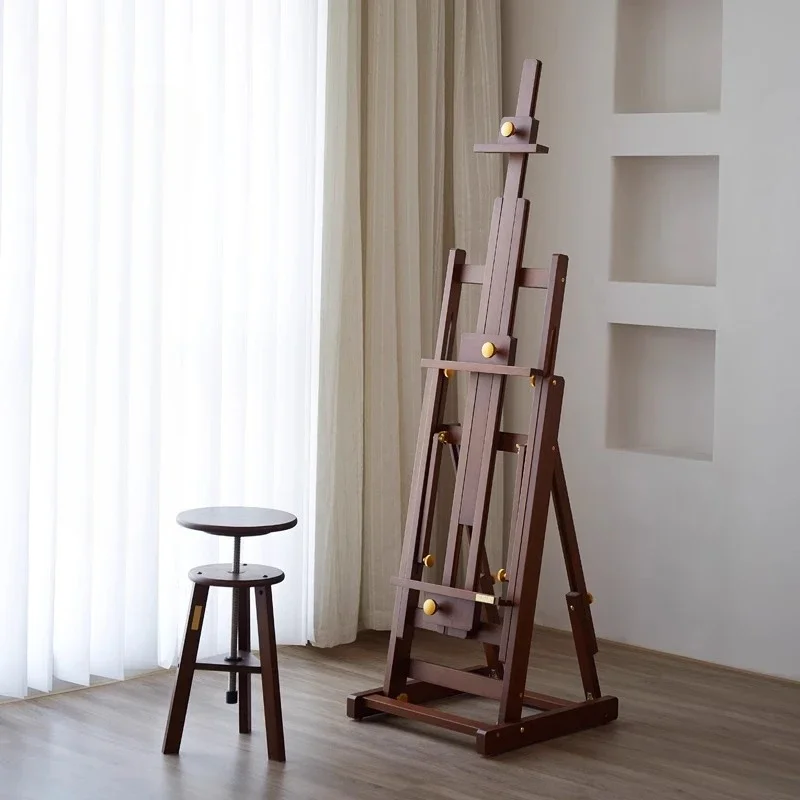 

Italian minimalist light luxury walnut color professional artist retro flat dual-purpose oil painting stand soli