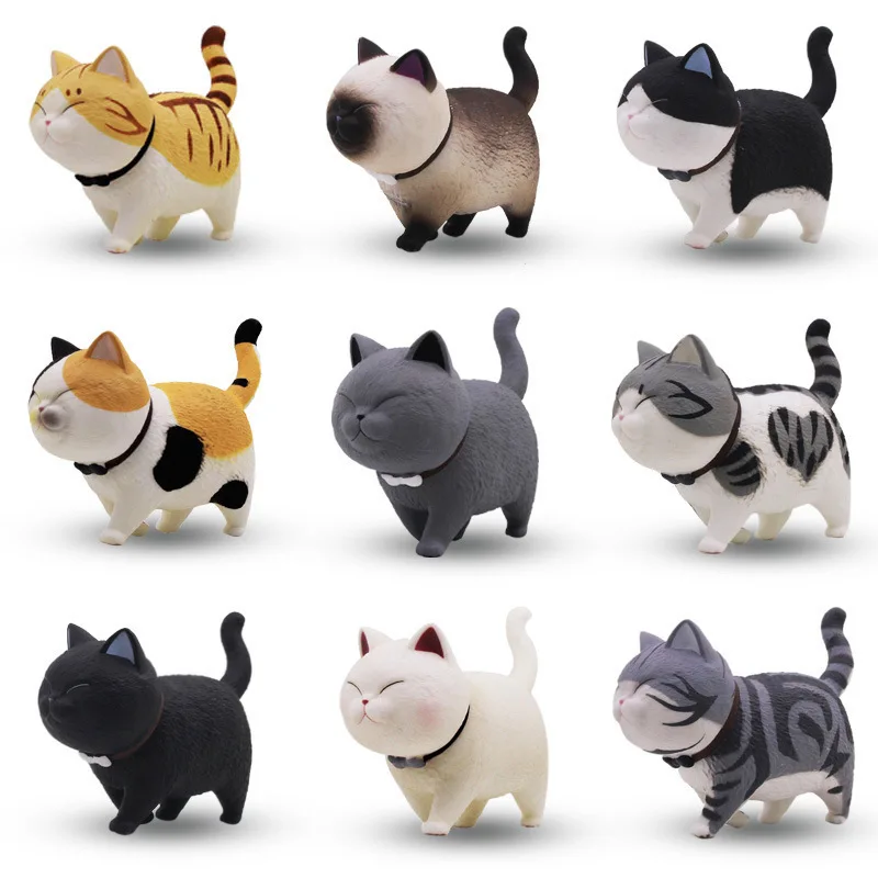 9Style Cute Mini Cat Ornament Siam Kitten Micro Landscape Figure Table Decoration Kitten Statue Gift for Kid Children Room Decor