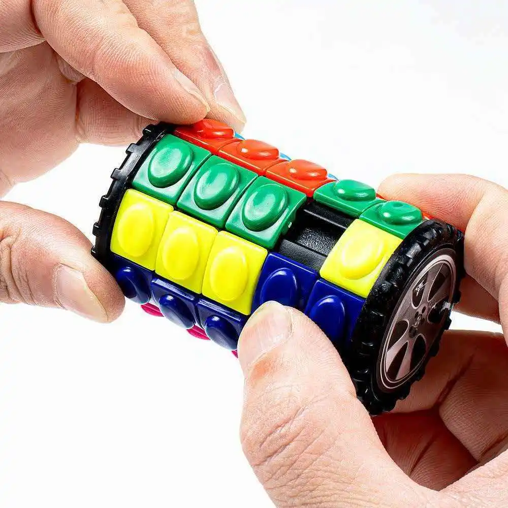 실린더 3D 회전 및 슬라이드 퍼즐 큐브 감각 장난감 자폐증 ADHD 불안 스트레스 해소 선물 청소년 소년 소녀용 큐빅 루빅스