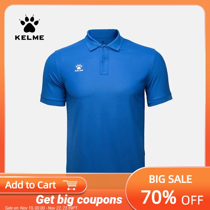 KELME Men's Training Polo T-Shirt  Summer Running Cotton Shirts Casual Short Sleeve Tops High Quantity Polo For Men 3891064