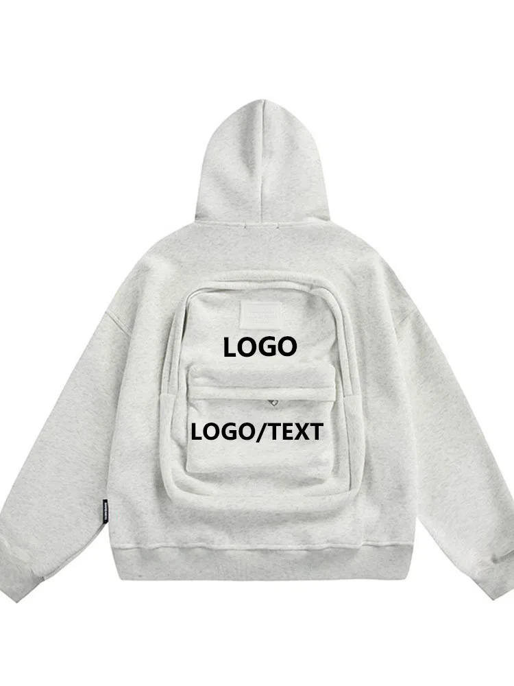 Hoodie Backpack Set Personalized Gray Pullover with Hidden Pocket Custom Matching School Supplies Gift Collection