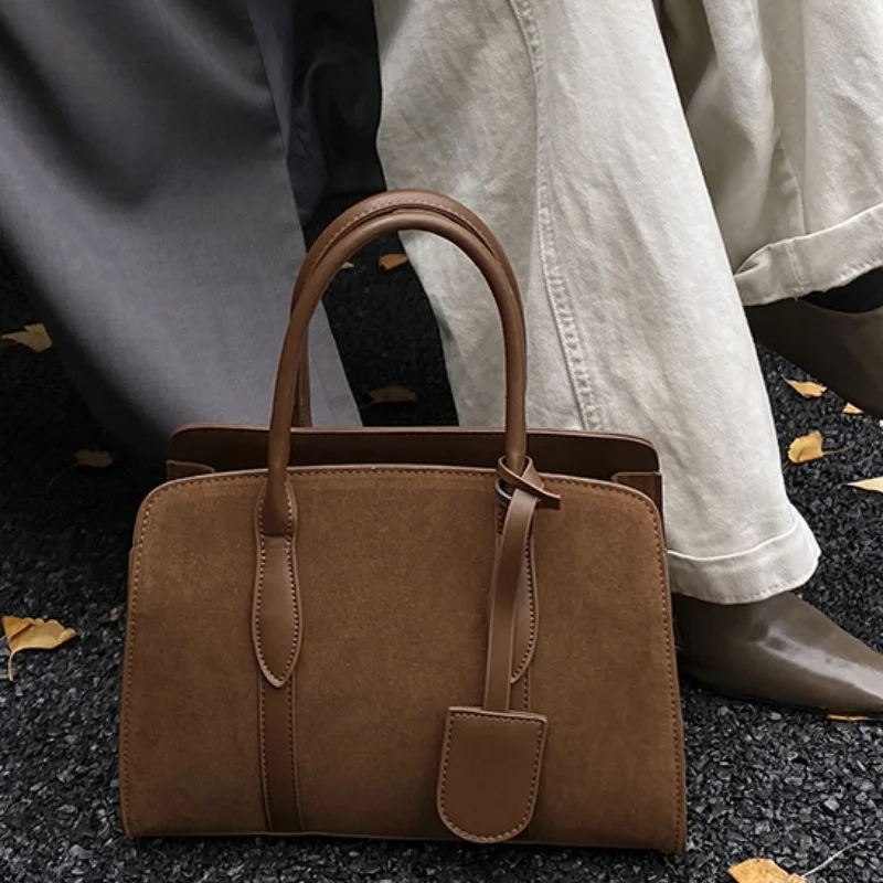 

Винтажная замшевая женская сумка высокого качества, сумка через плечо на молнии со съемным ремешком, модная сумка-портфель с подвеской