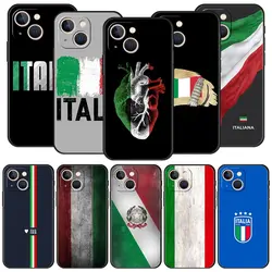 ITALY Flag Luxury Phone Case For iPhone 13 15 14 12 Mini 11 Pro MAX XR X SE XS 7 8 Plus Silicone Black Protection Cover