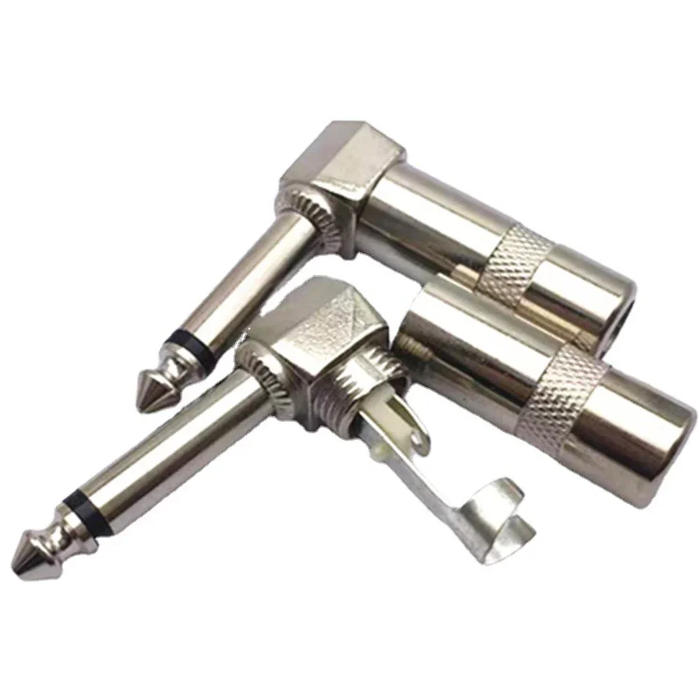 Premium 6 35mm Male Jack Right Angle Mono Audio Plug Connector For Guitar And Instrument Cables (Pack Of 4)