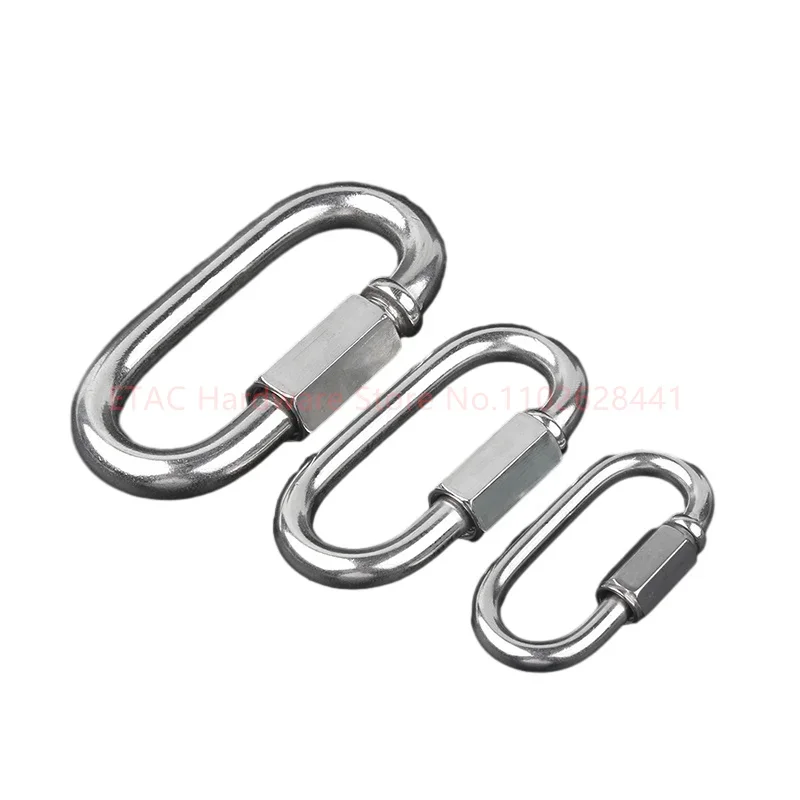 Camping Hook 304 Stainless Steel Oval Locking Carabiner Clip Quick Links Rope Connector For Trailer Swing Hammocks Cable