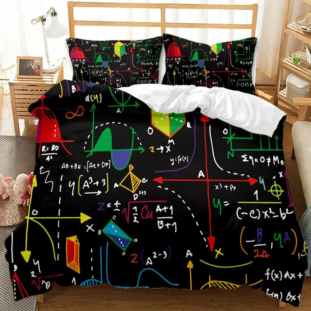 Mathematical Calculation Formula Bedding Set for Adults Bed Set Design Bedclothes Luxury Home Textiles Black White Duvet Cover