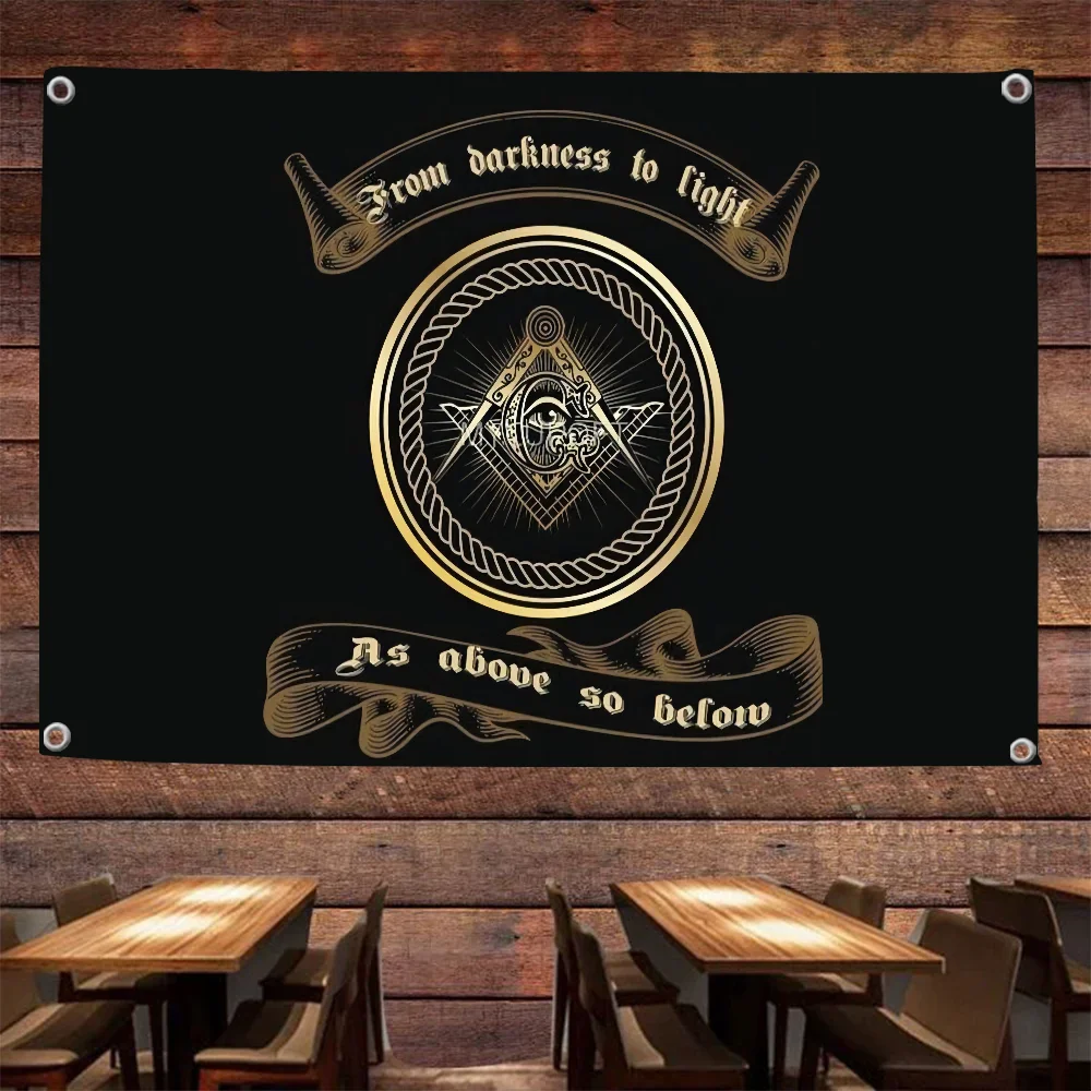 1PC-Masonic Lodge Freemasonry Flag Flags And Banners Four Hole Flag Polyester Outdoor Decor Room Aesthetic