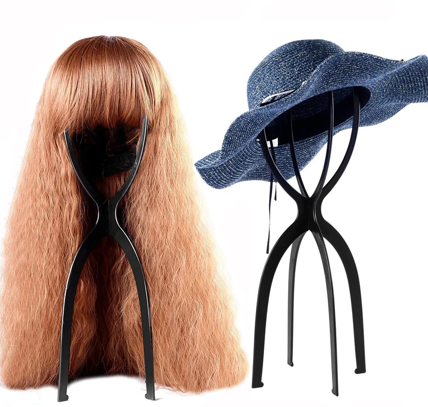 2PCS Wig Stand Collapsible Wig Holder Durable Wig Display 16.8 Inch/13.2Inch Tool Travel Wig Stand for All Wigs